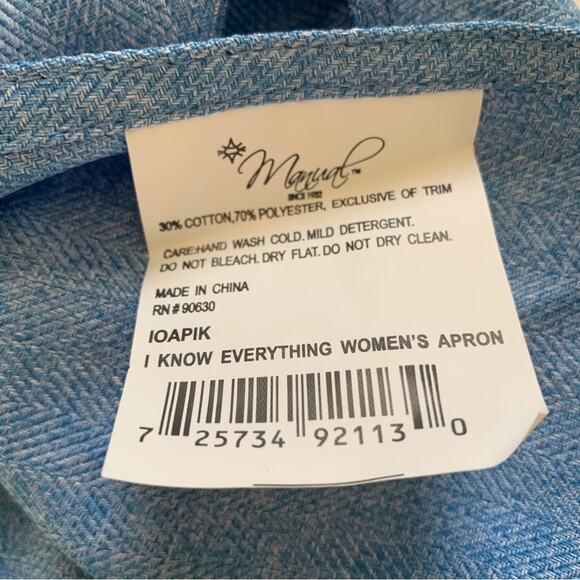 Manual Woodworkers Weavers Apron Blue I Know Everything Apron One Size NEW - Picture 9 of 10